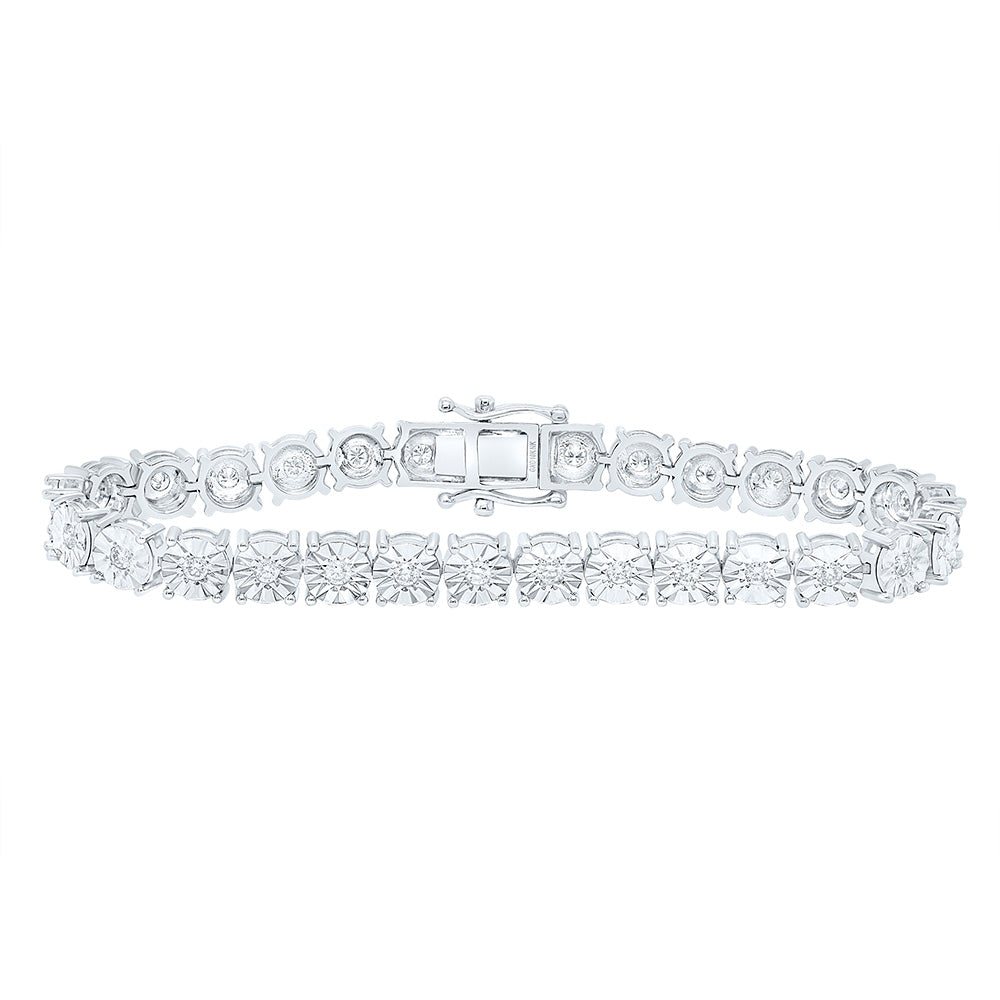 10K Yellow Or White Gold 1 1/5Cttw Natural Diamond Fashion 6.0Mm Fanuk Tennis Bracelet (7 Inch)