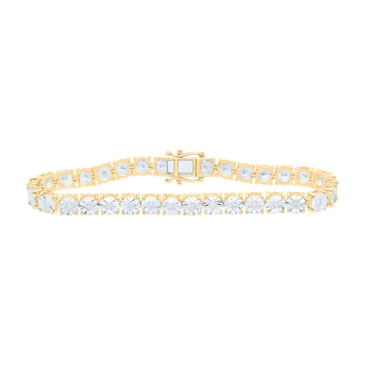 10K Yellow Or White Gold 1 1/3Cttw Natural Diamond 6.0Mm Fanuk Tennis Mens Bracelet (8 Inch)
