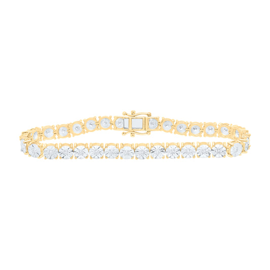 10K Yellow Or White Gold 1 1/3Cttw Natural Diamond 6.0Mm Fanuk Tennis Mens Bracelet (8 Inch)