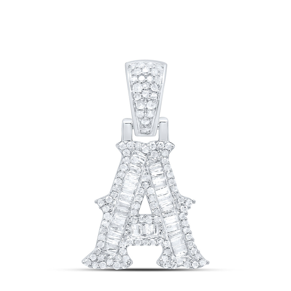 Sterling Silver Natural Diamond Gift (15Mm) Initial Pendant