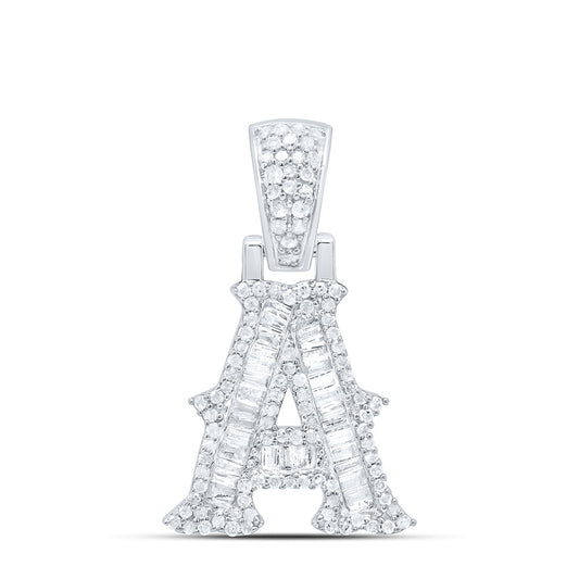 Sterling Silver Natural Diamond Gift (15Mm) Initial Pendant