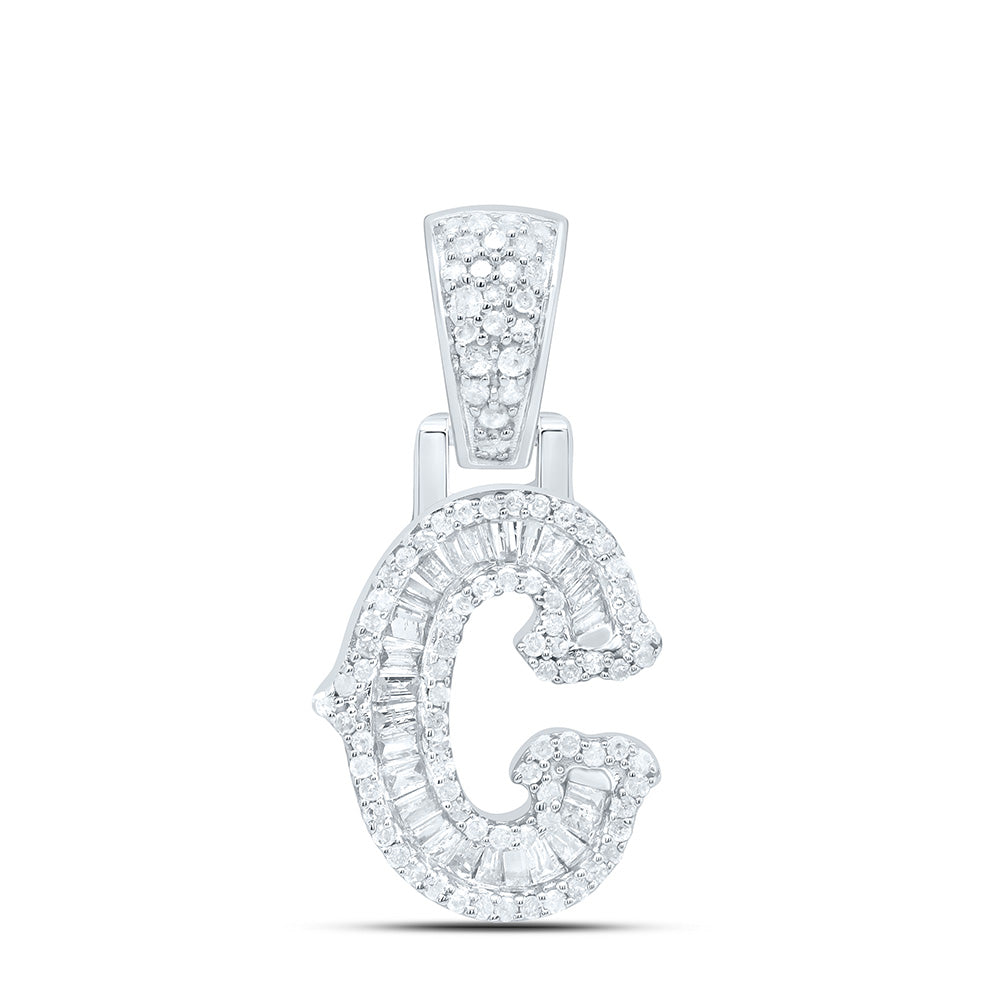 Sterling Silver Natural Diamond Gift (15Mm) Initial Pendant