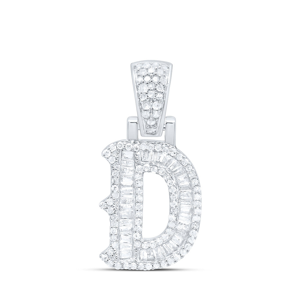 Sterling Silver Natural Diamond Gift (15Mm) Initial Pendant
