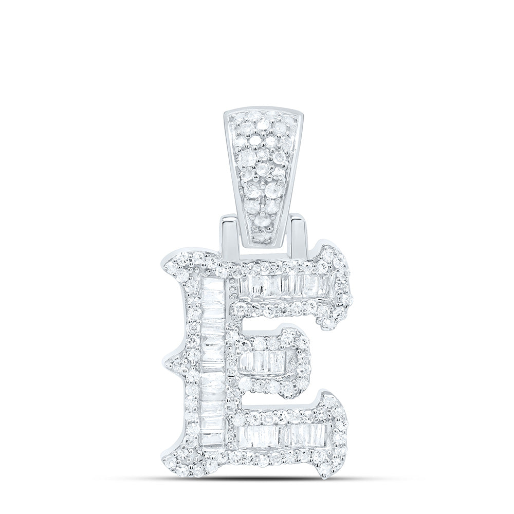 Sterling Silver Natural Diamond Gift (15Mm) Initial Pendant