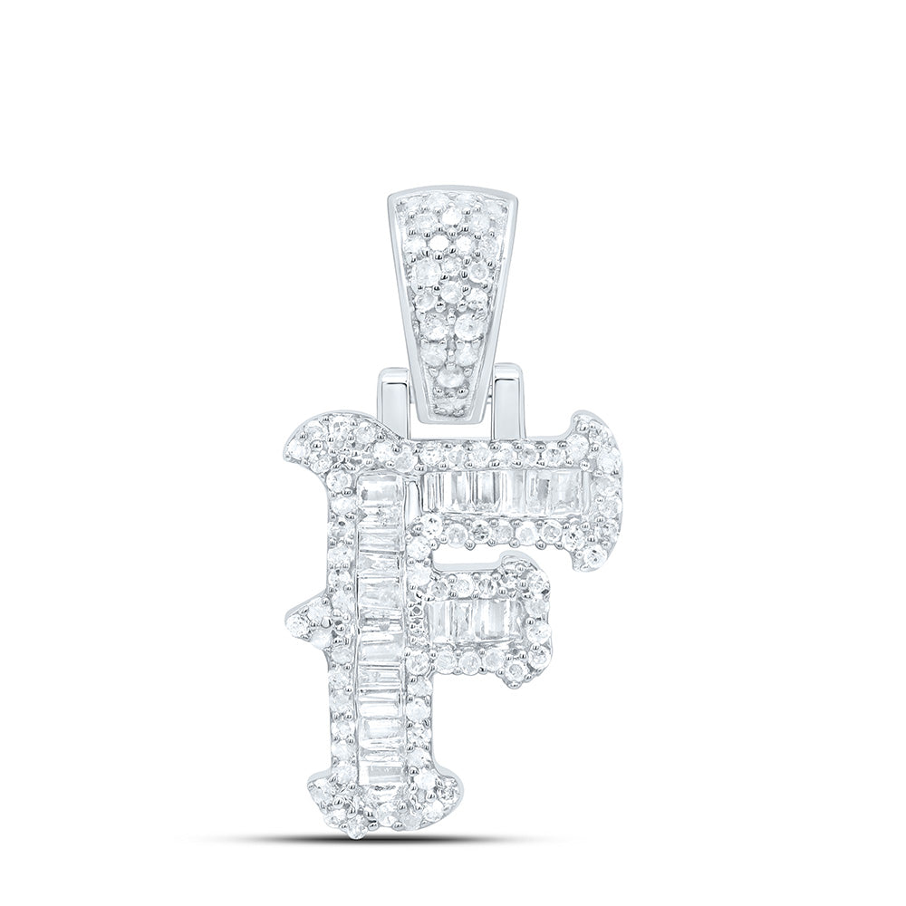 Sterling Silver Natural Diamond Gift (15Mm) Initial Pendant