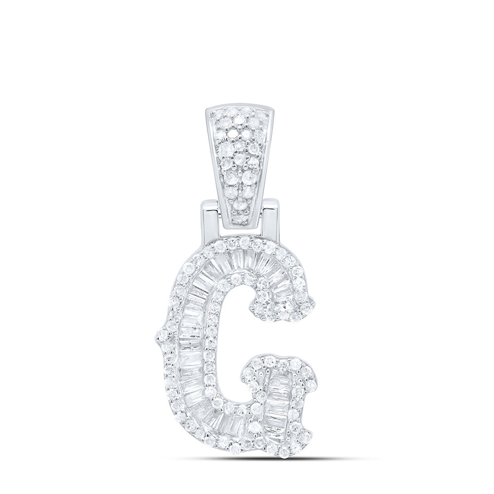 Sterling Silver Natural Diamond Gift (15Mm) Initial Pendant