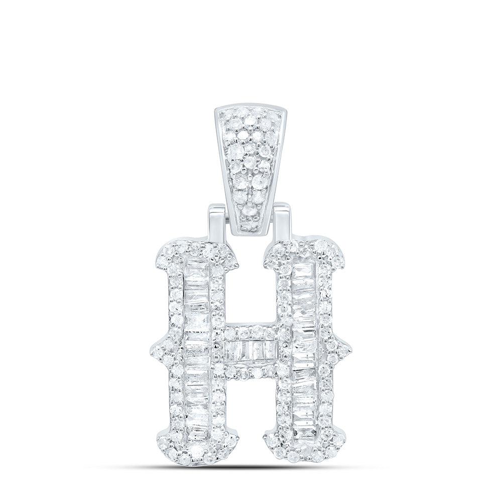 Sterling Silver Natural Diamond Gift (15Mm) Initial Pendant