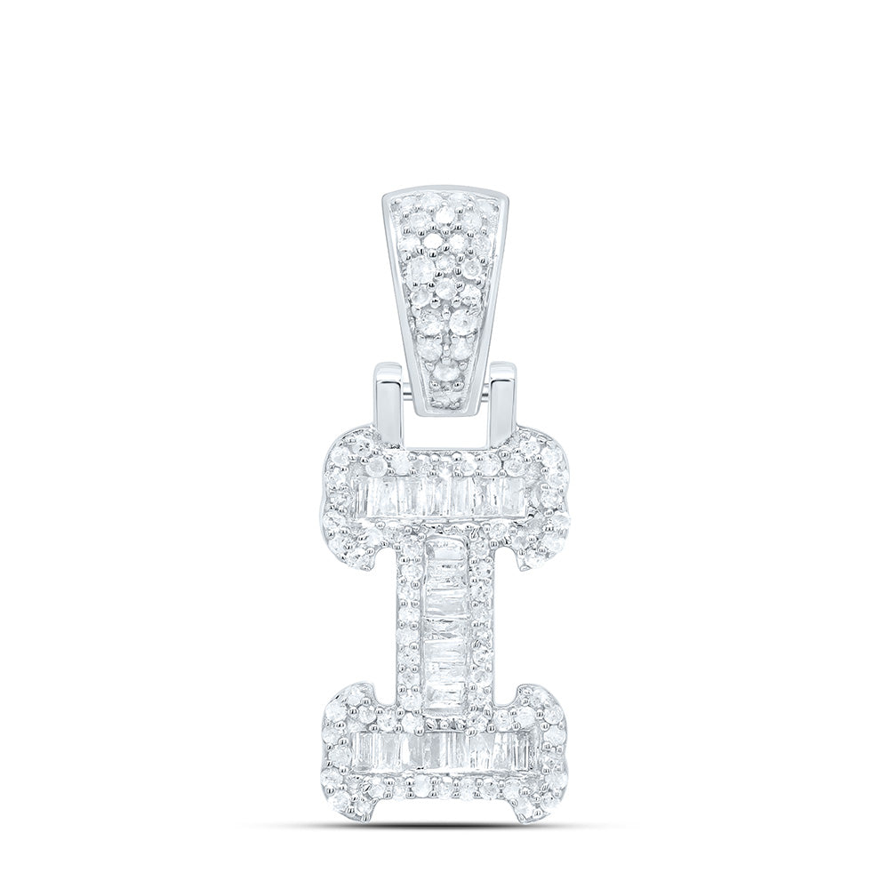Sterling Silver Natural Diamond Gift (15Mm) Initial Pendant