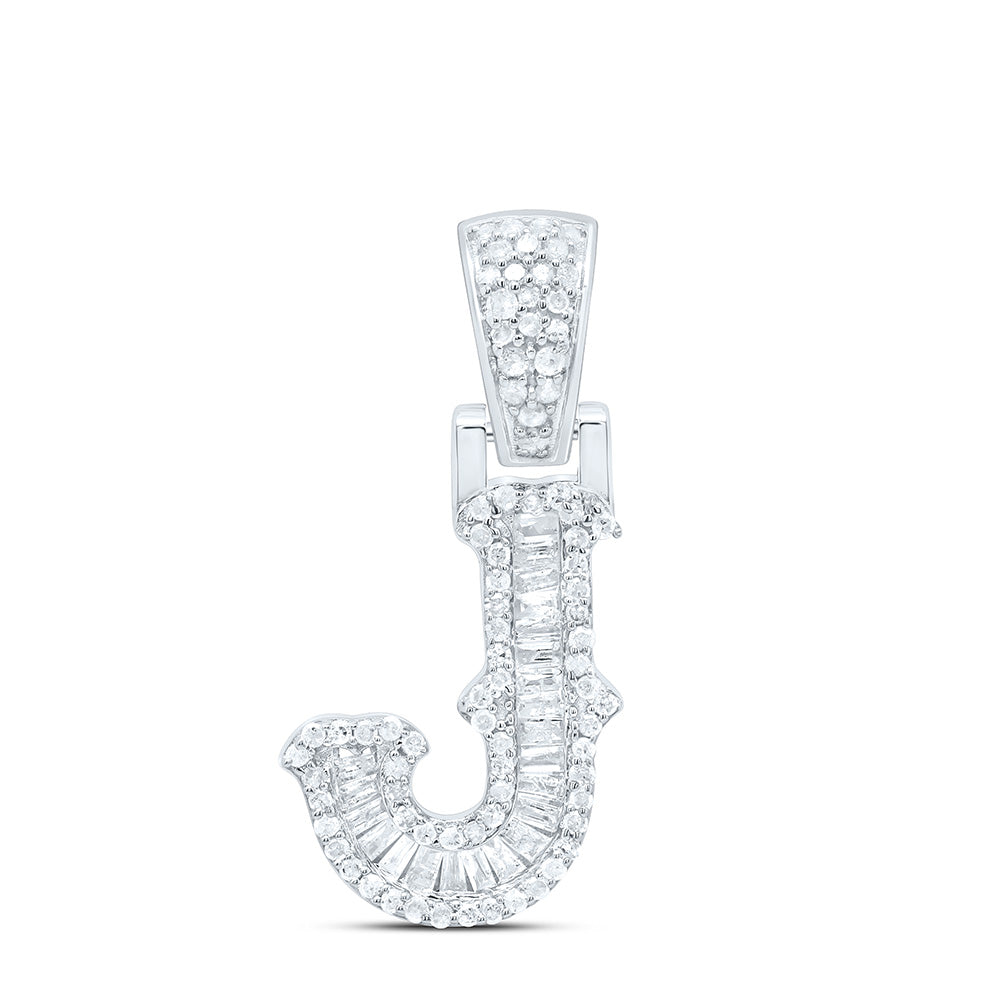 Sterling Silver Natural Diamond Gift (15Mm) Initial Pendant
