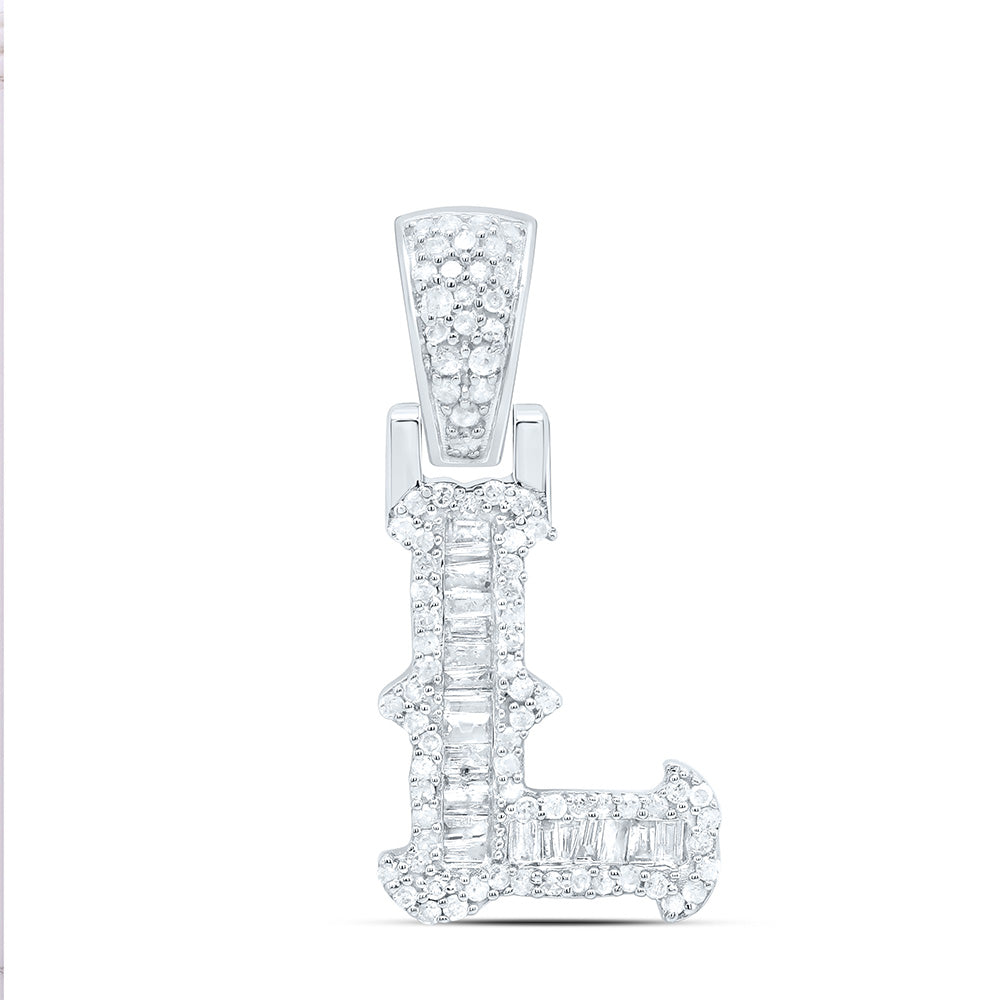 Sterling Silver Natural Diamond Gift (15Mm) Initial Pendant