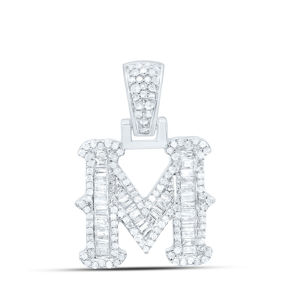 Sterling Silver Natural Diamond Gift (15Mm) Initial Pendant