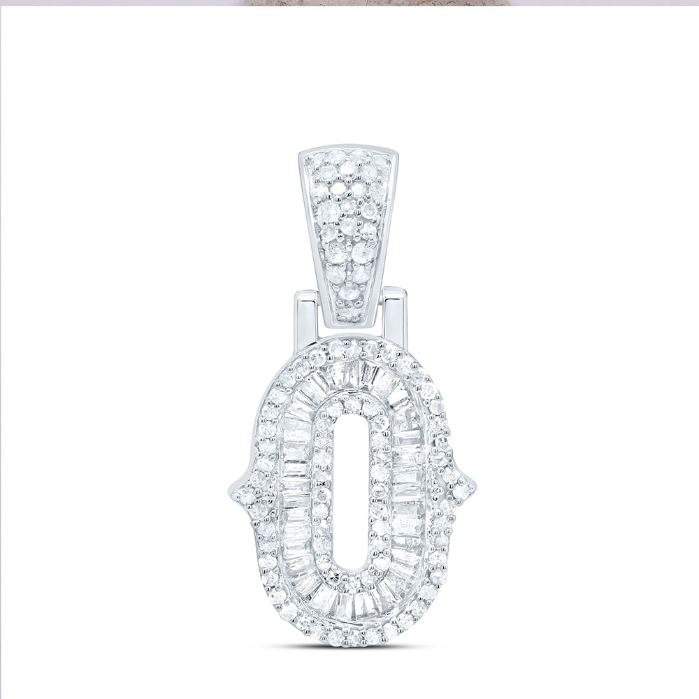 Sterling Silver Natural Diamond Gift (15Mm) Initial Pendant