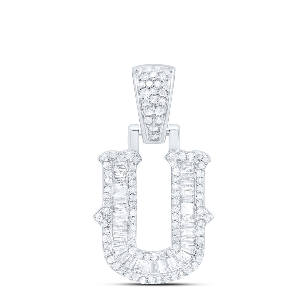 Sterling Silver Natural Diamond Gift (15Mm) Initial Pendant