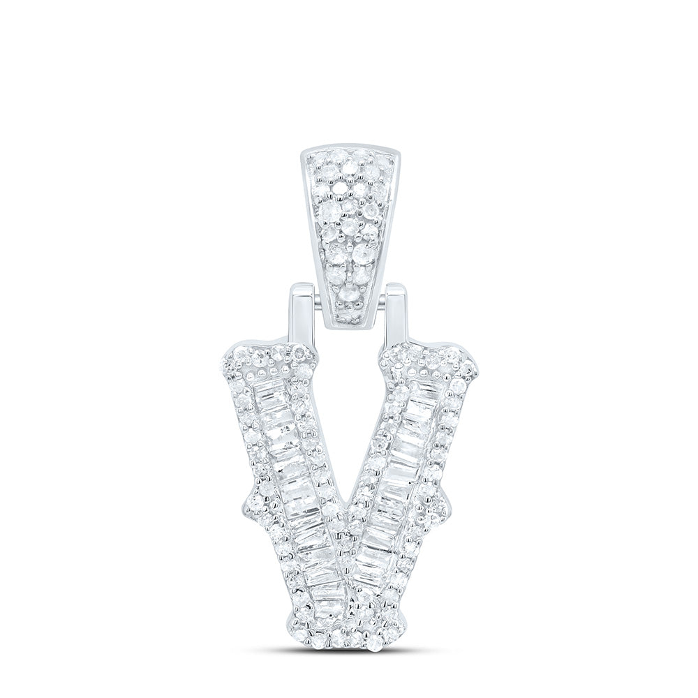 Sterling Silver Natural Diamond Gift (15Mm) Initial Pendant