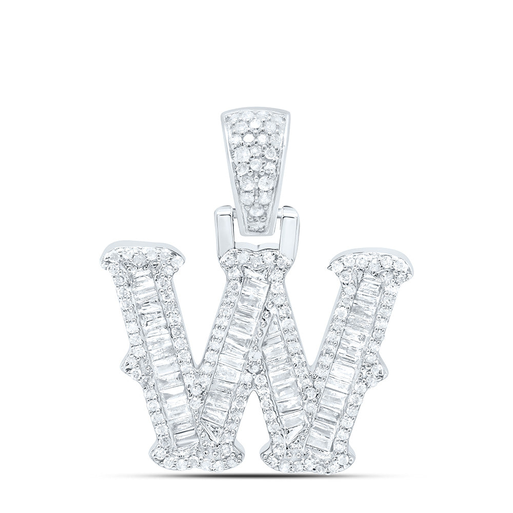 Sterling Silver Natural Diamond Gift (15Mm) Initial Pendant