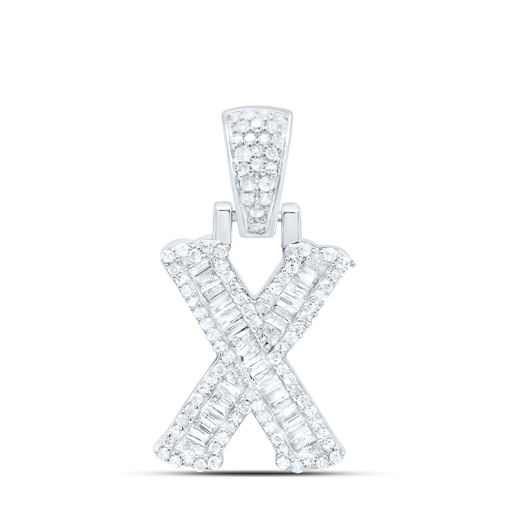 Sterling Silver Natural Diamond Gift (15Mm) Initial Pendant