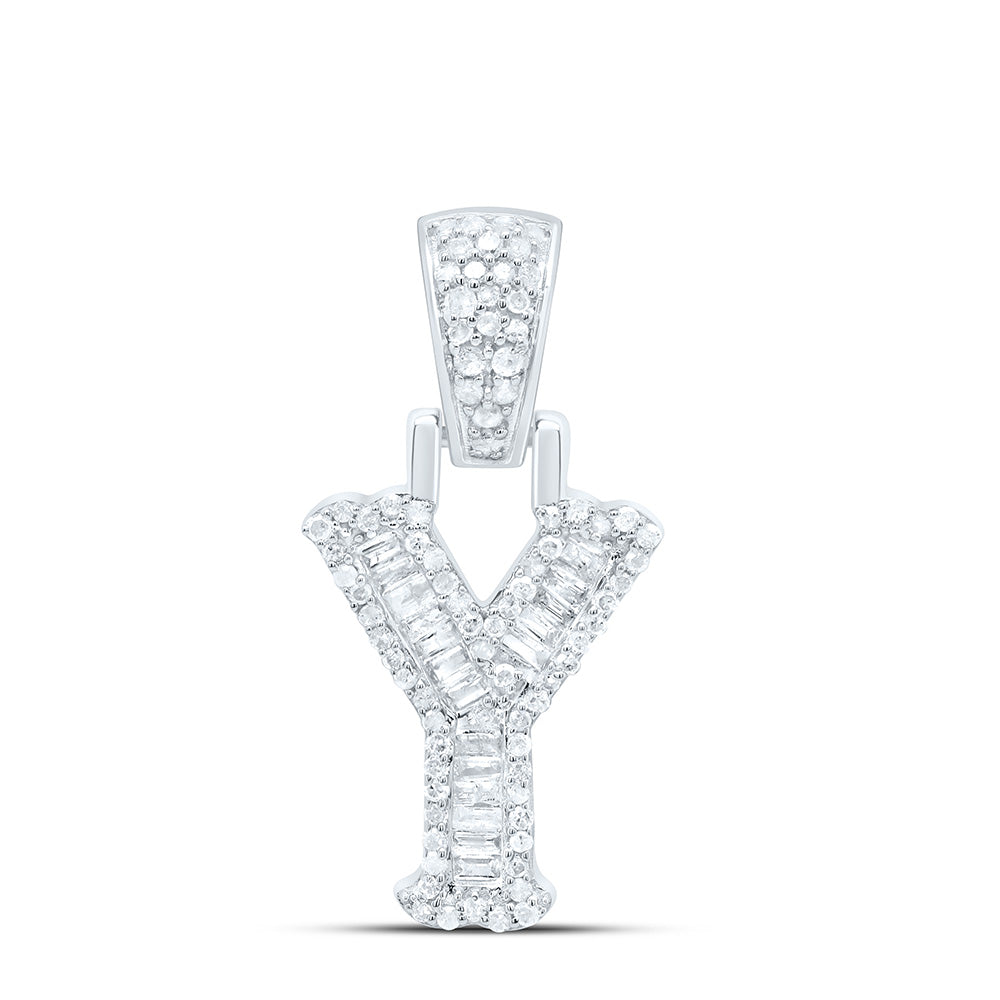 Sterling Silver Natural Diamond Gift (15Mm) Initial Pendant