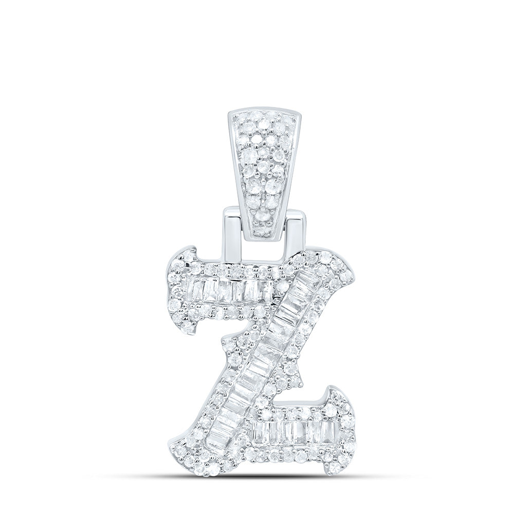 Sterling Silver Natural Diamond Gift (15Mm) Initial Pendant