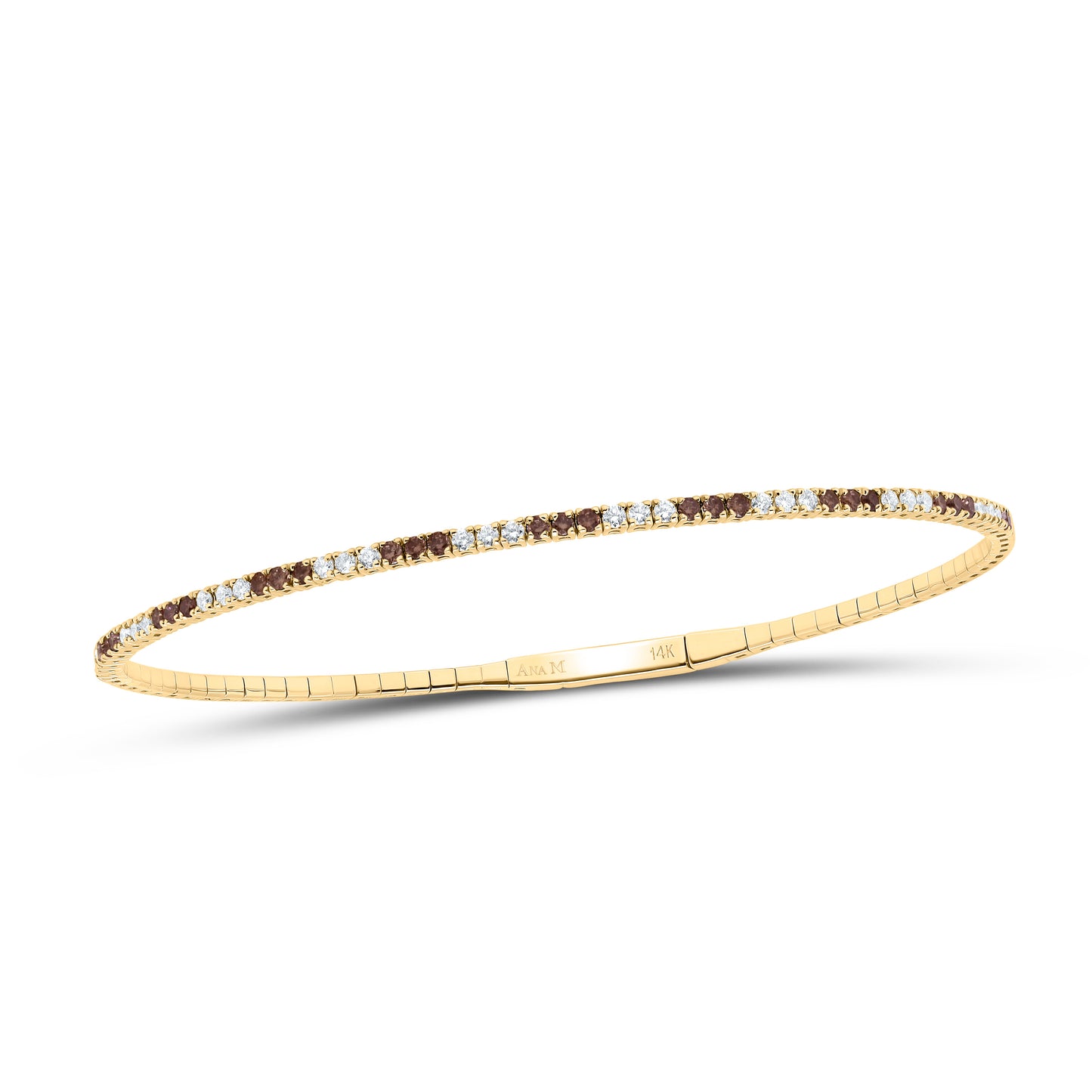 14K Yellow Or White Or Rose Gold 3/8Cttw Natural Diamond Round Gem Tennis Bangle (60X50Mm)