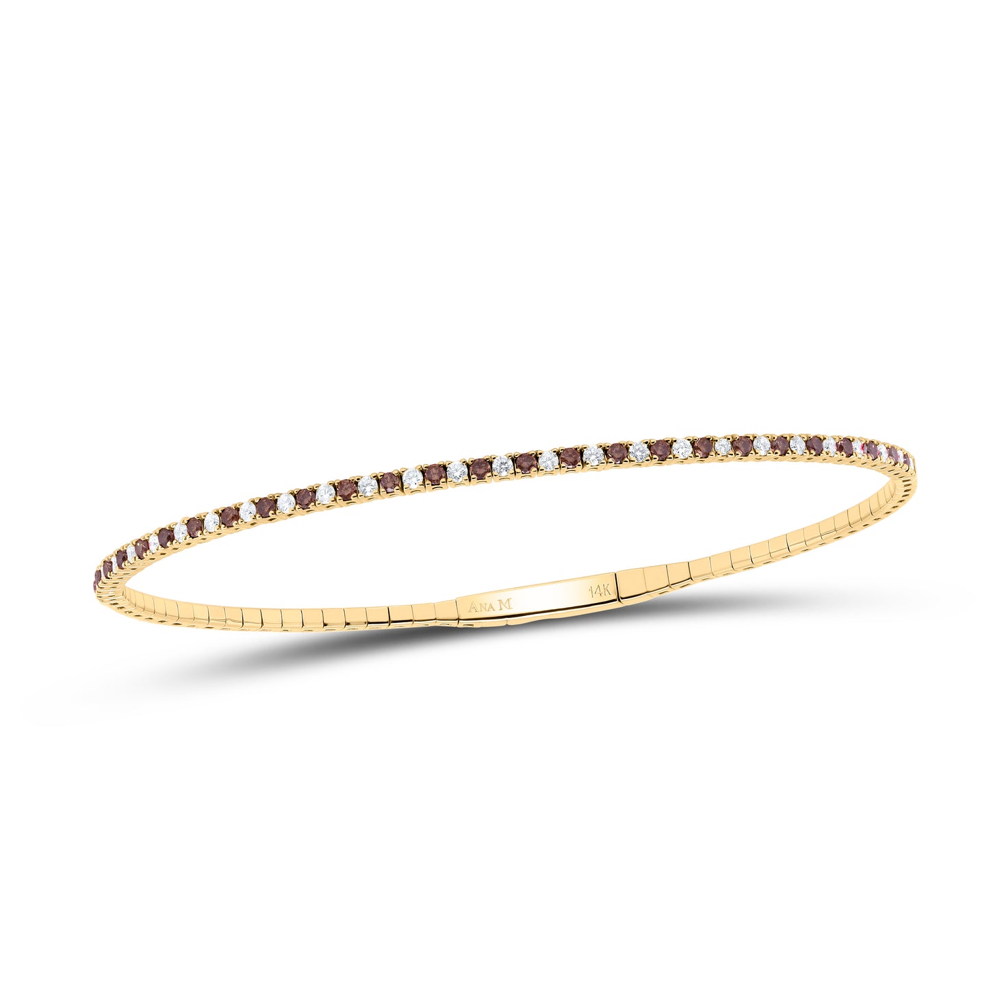 14K Yellow Or White Or Rose Gold 3/8Cttw Natural Diamond Round Gem Tennis Bangle(60X50Mm)