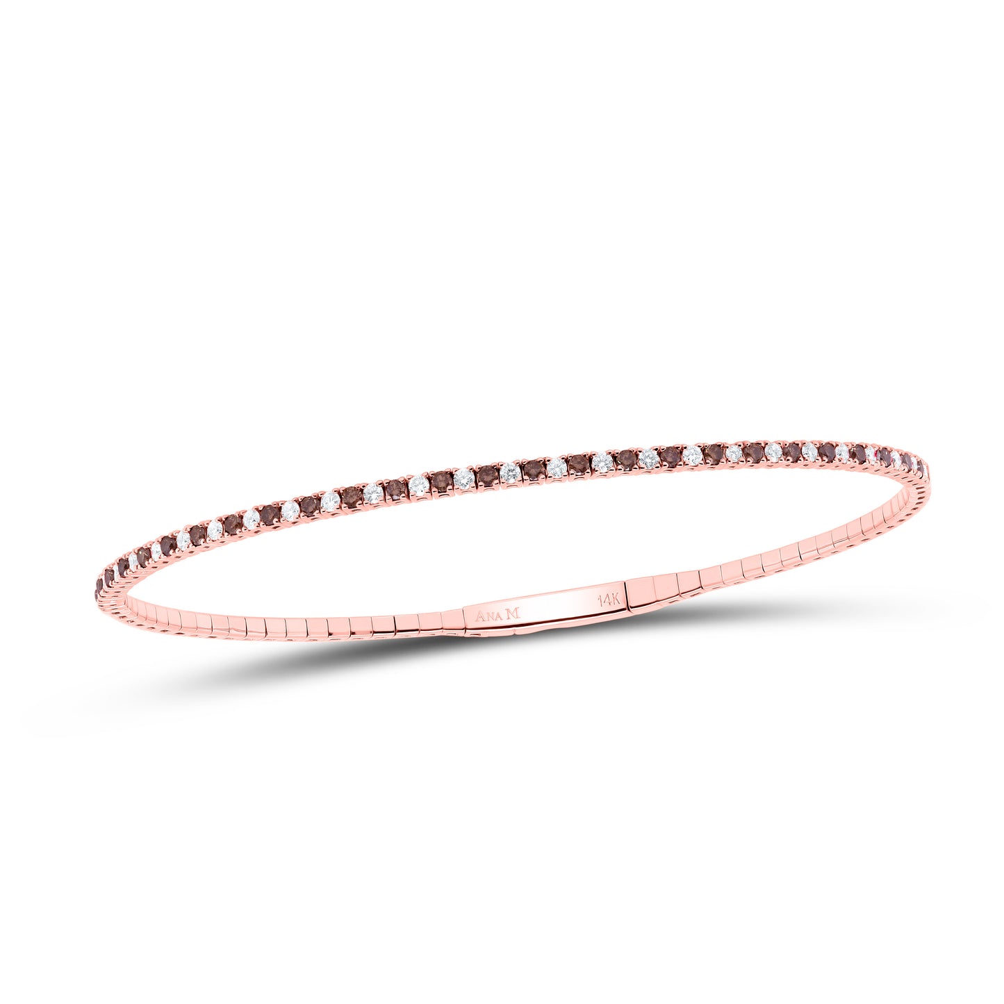 14K Yellow Or White Or Rose Gold 3/8Cttw Natural Diamond Round Gem Tennis Bangle(60X50Mm)