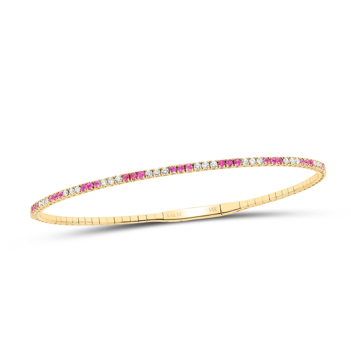 14K Yellow Or White Or Rose Gold 3/8Cttw Natural Diamond Round Gem Tennis Bangle (60X50Mm)
