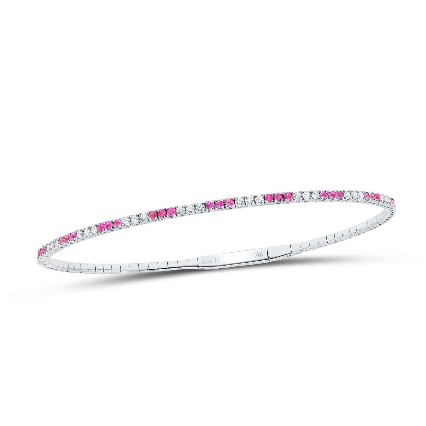14K Yellow Or White Or Rose Gold 3/8Cttw Natural Diamond Round Gem Tennis Bangle (60X50Mm)