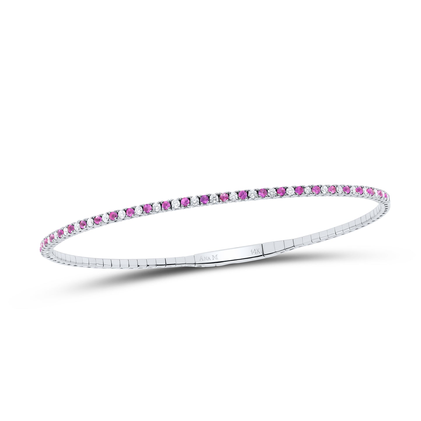 14K Yellow Or White Or Rose Gold 3/8Cttw Natural Diamond Round Gem Tennis Bangle(60X50Mm)