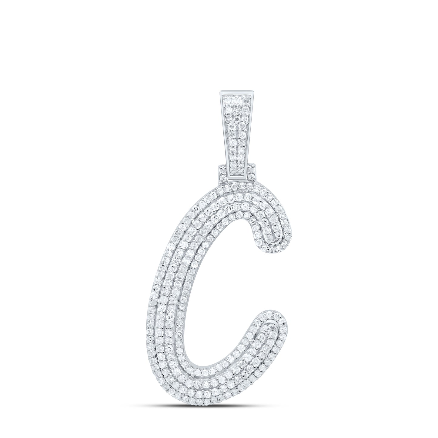 Sterling Silver Natural Diamond Gift Initial Pendant