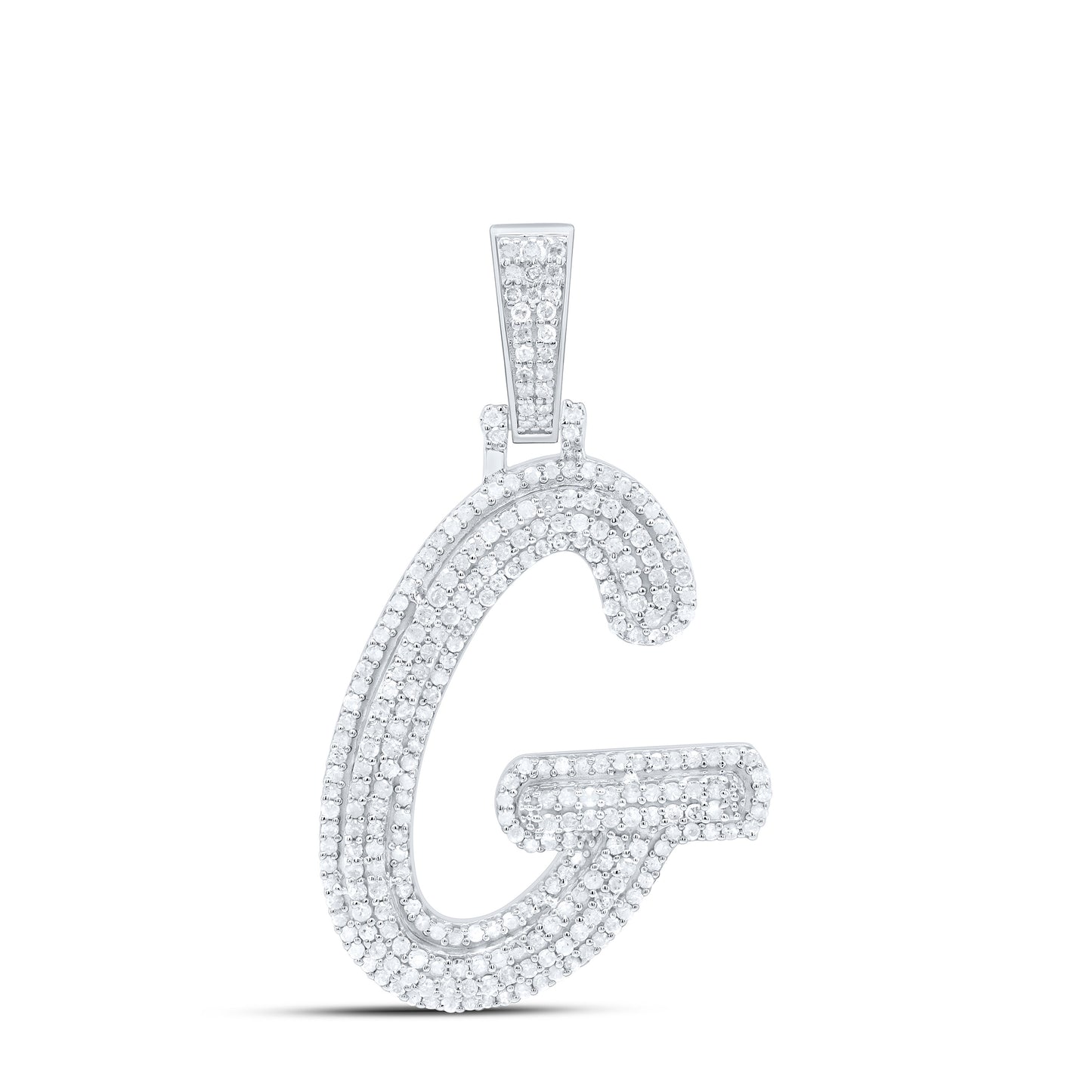 Sterling Silver Natural Diamond Gift Initial Pendant
