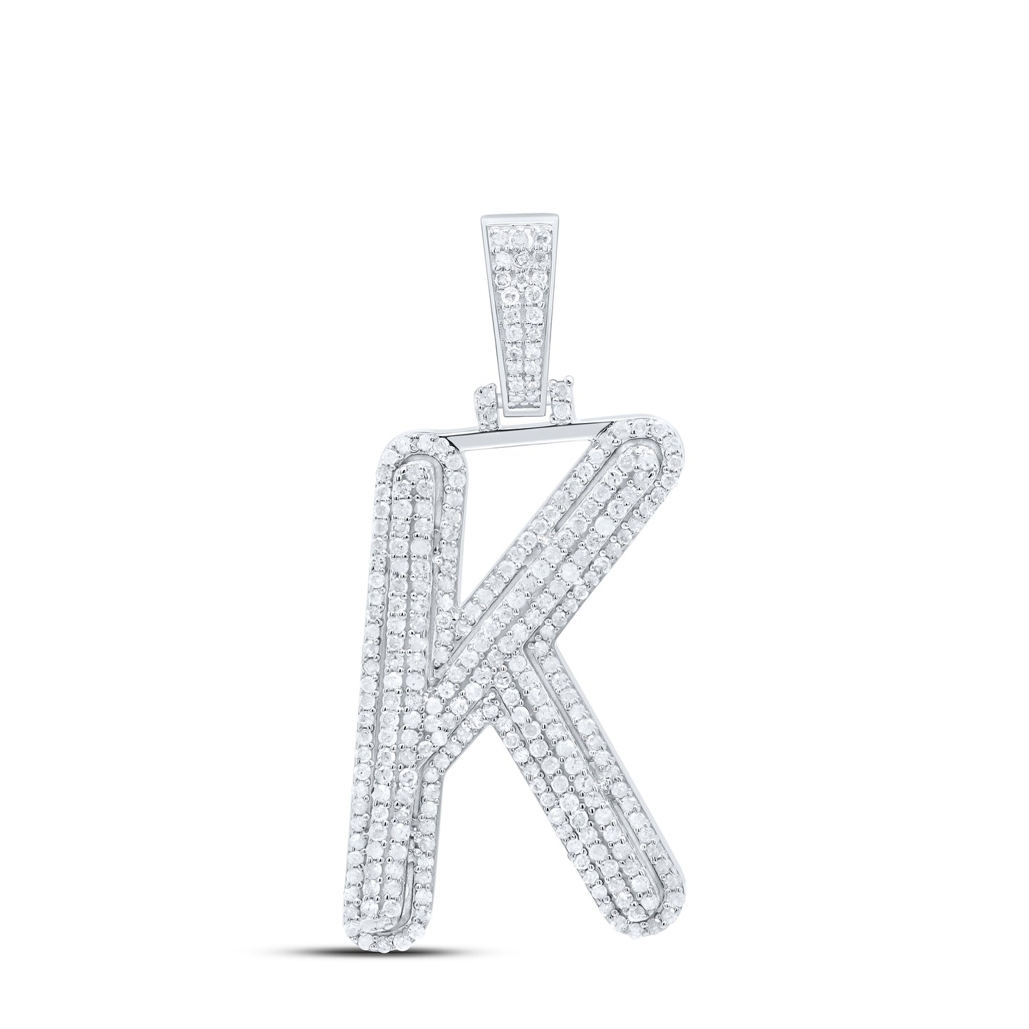 Sterling Silver Natural Diamond Initial Pendant