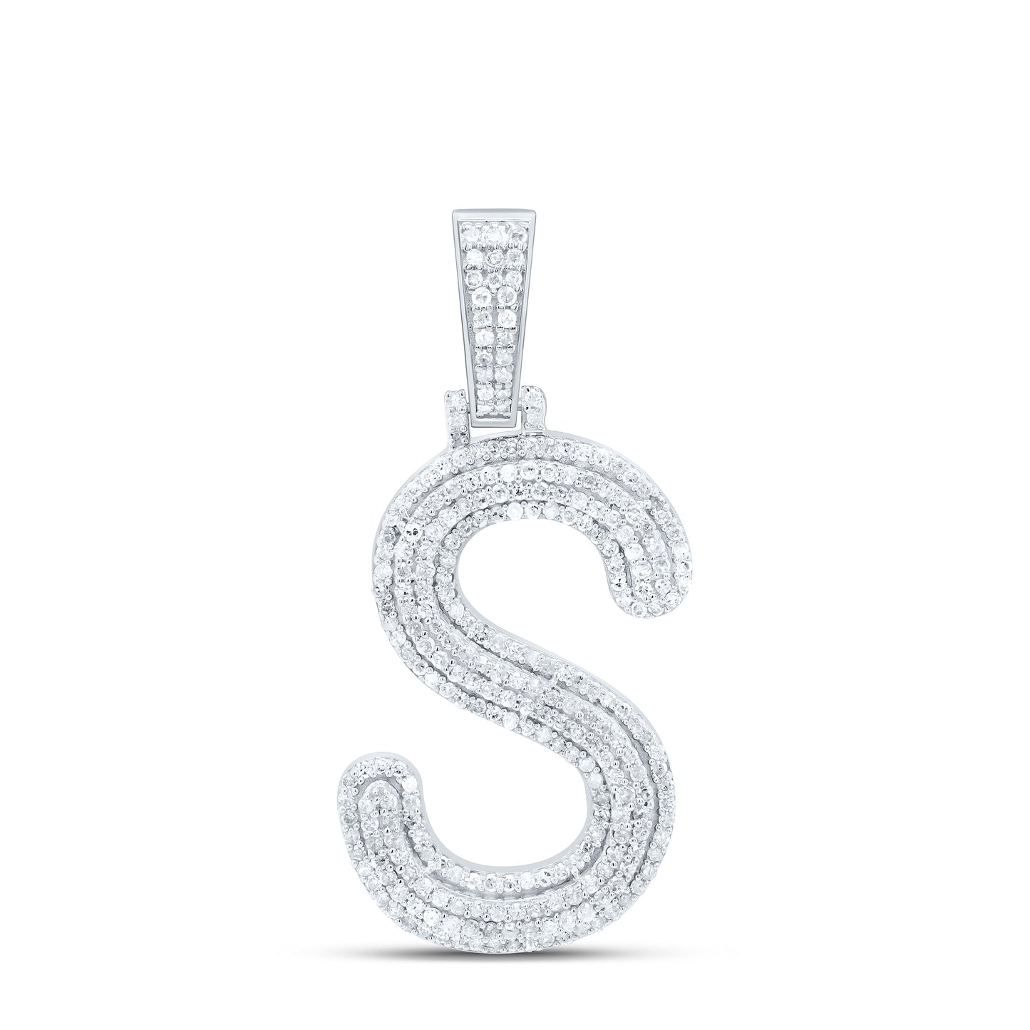 Sterling Silver Natural Diamond Gift Initial Pendant