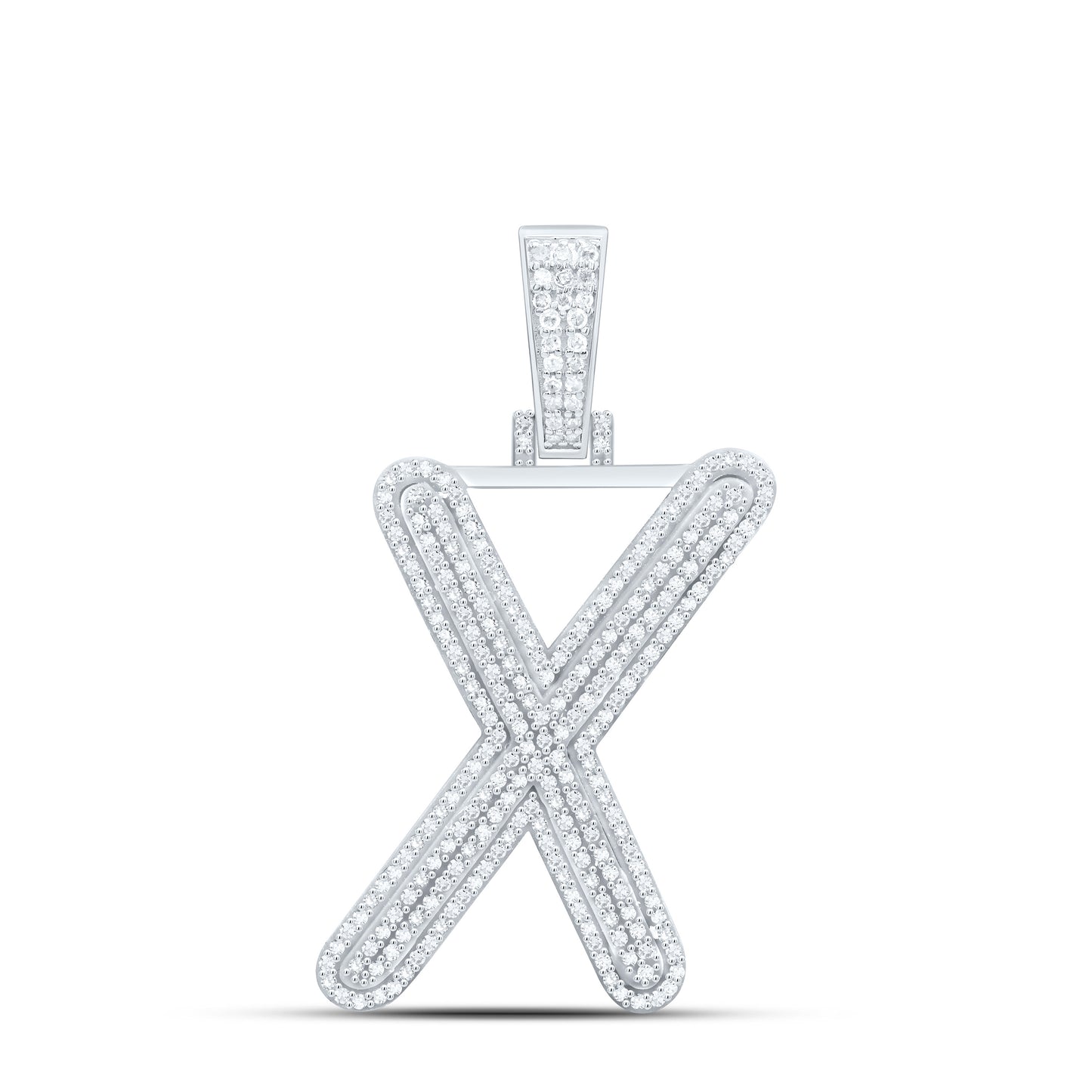 Sterling Silver Natural Diamond Gift Initial Pendant
