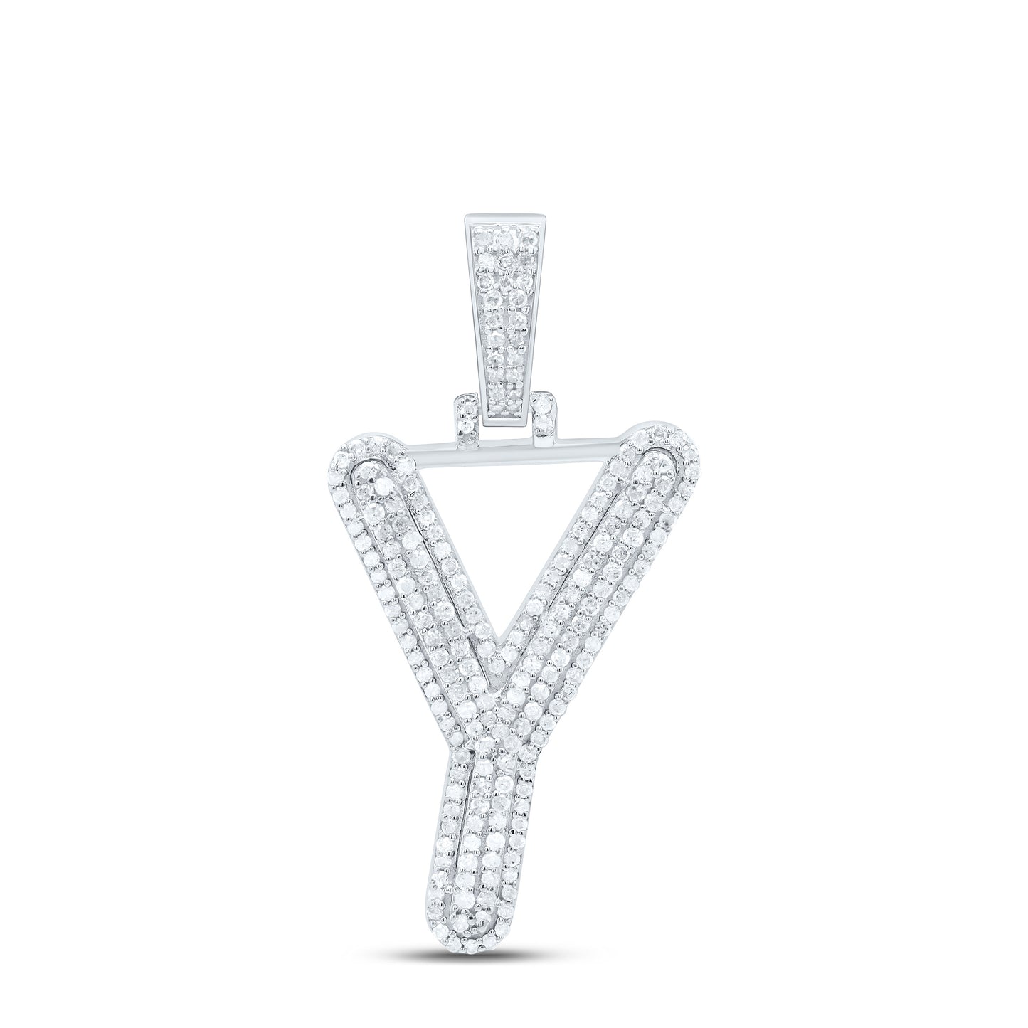 Sterling Silver Natural Diamond Gift Initial Pendant