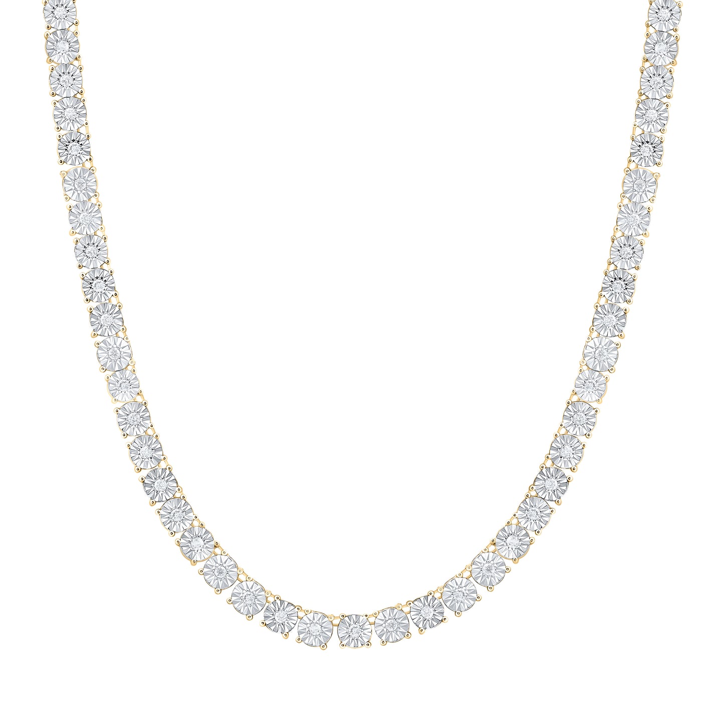 10K Yellow Or White Gold  Natural Diamond Fashion 6.0Mm Fanuk Tennis Necklace