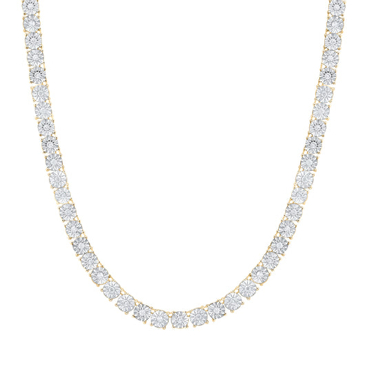 10K Yellow Or White Gold  Natural Diamond Fashion 6.0Mm Fanuk Tennis Necklace