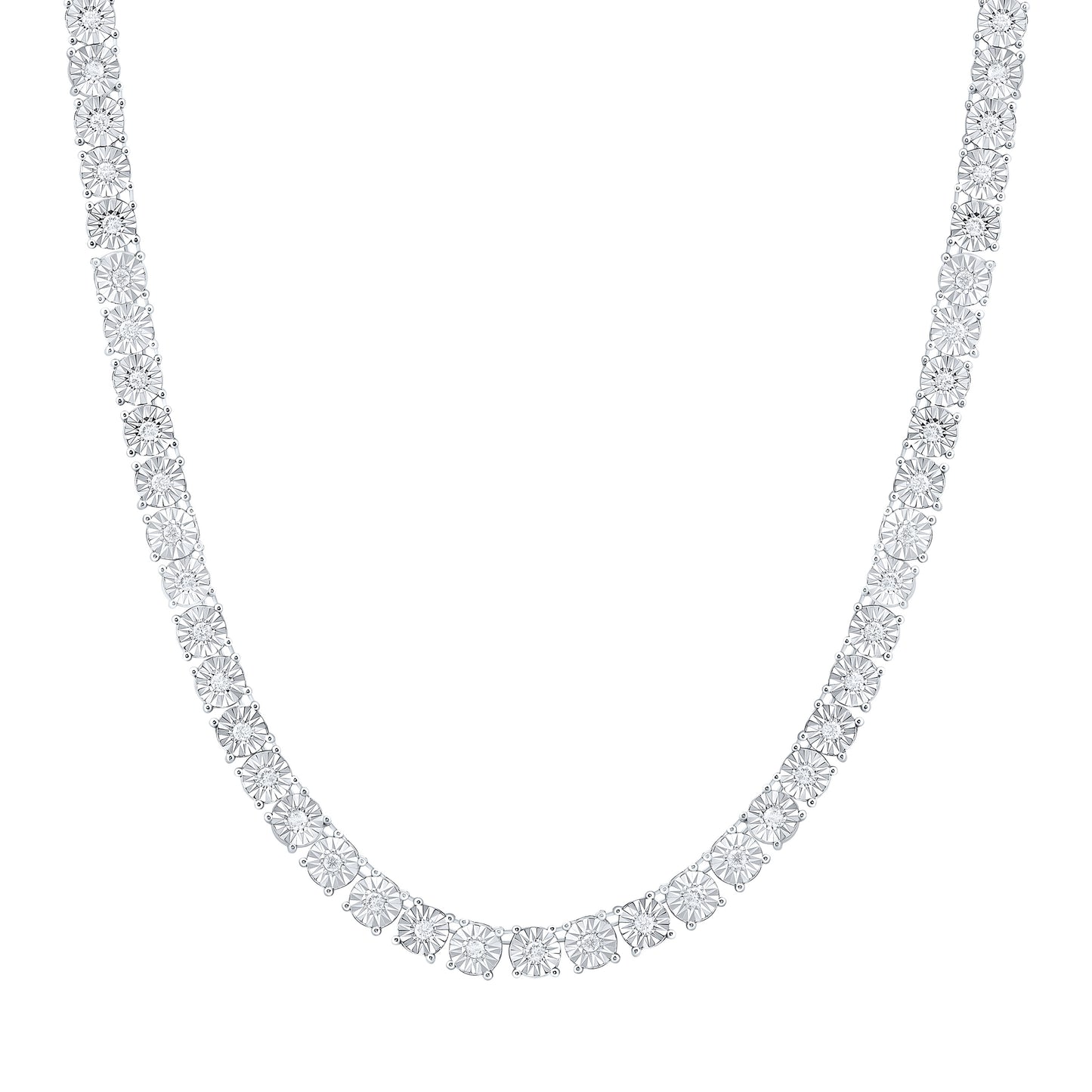 10K Yellow Or White Gold  Natural Diamond Fashion 6.0Mm Fanuk Tennis Necklace