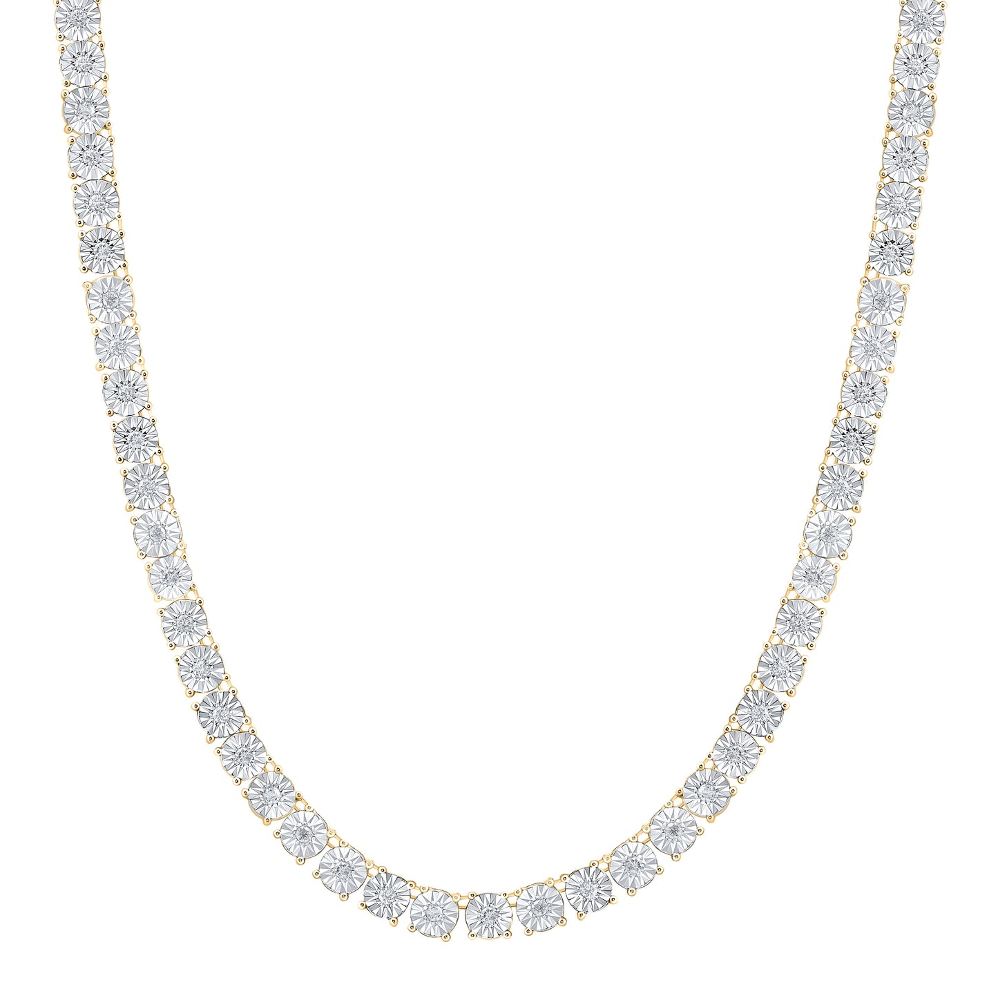 10K Yellow Or White Gold  Natural Diamond Fashion 6.0Mm Fanuk Tennis Necklace