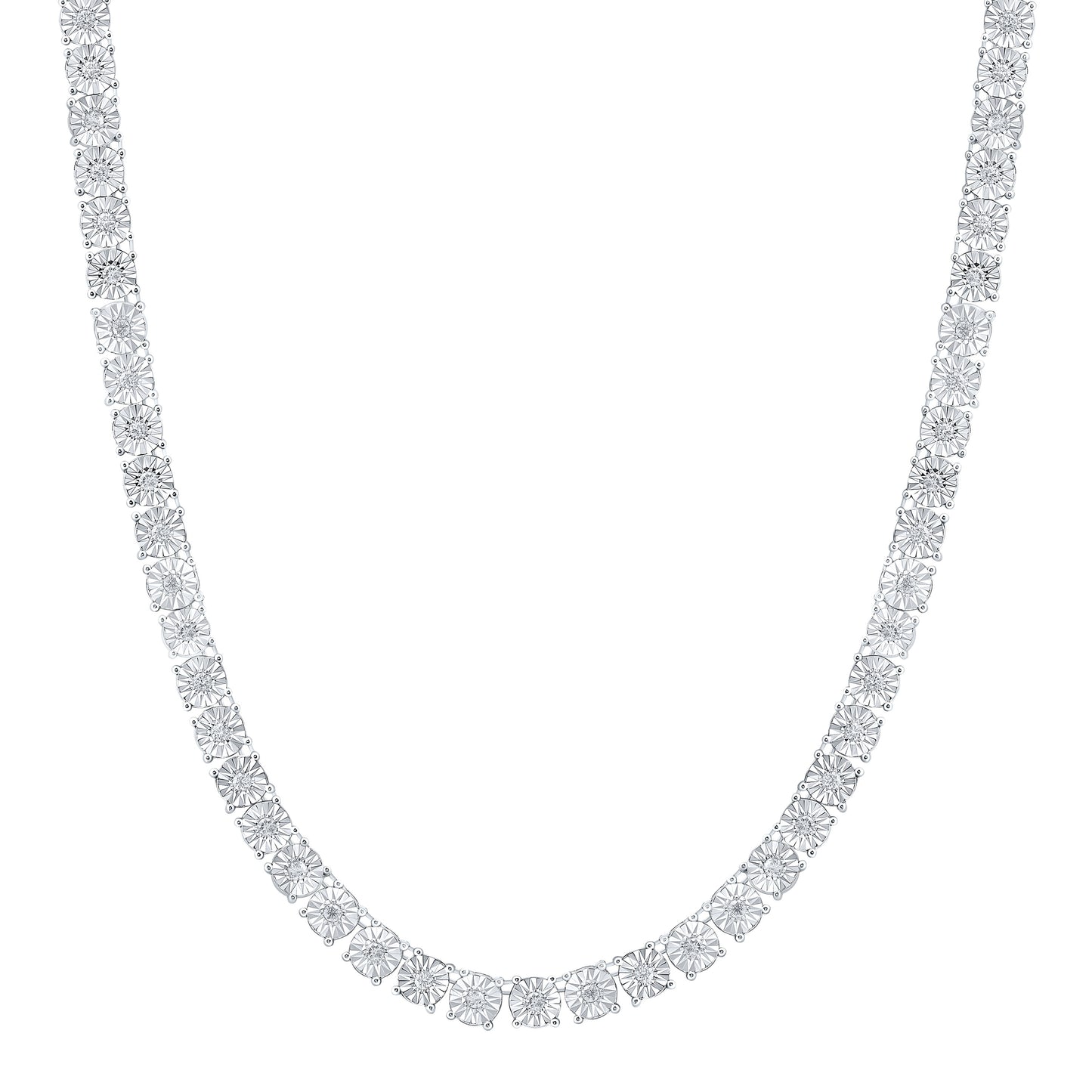 10K Yellow Or White Gold  Natural Diamond Fashion 6.0Mm Fanuk Tennis Necklace