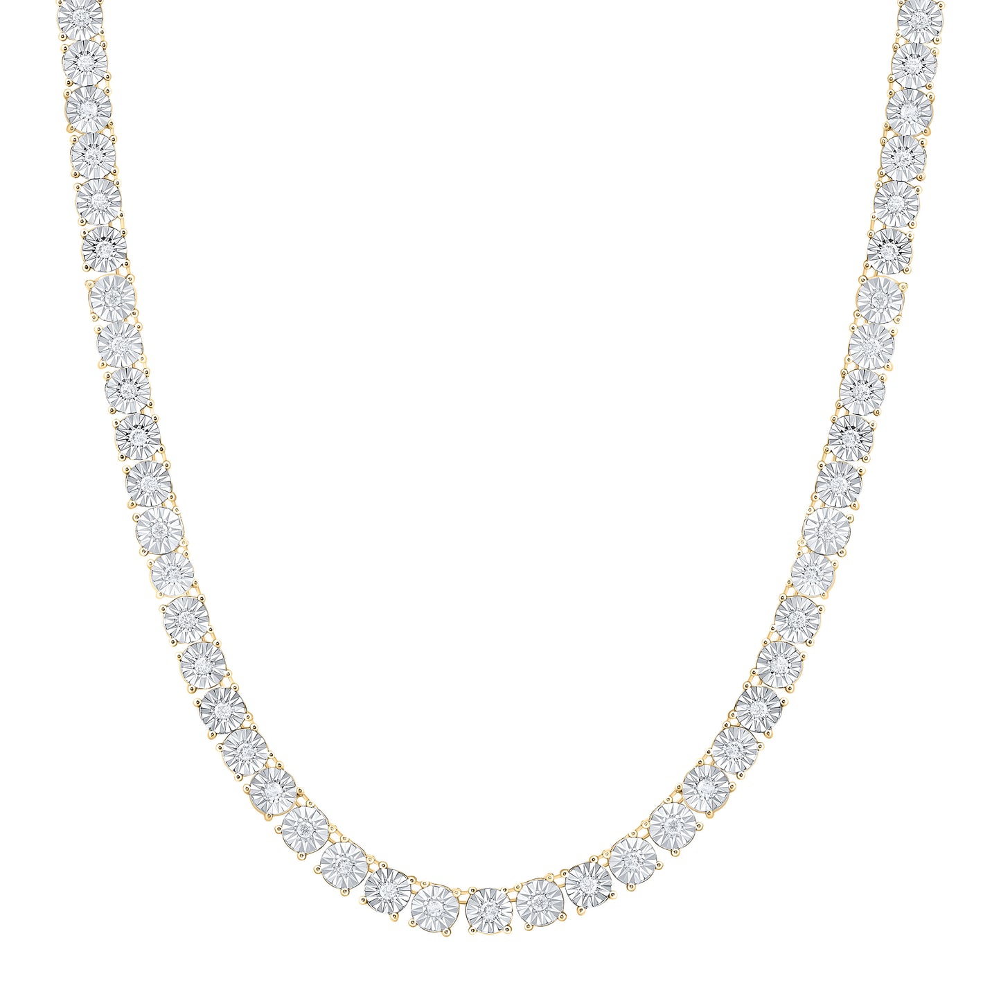 10K Yellow Or White Gold  Natural Diamond Fashion 6.0Mm Fanuk Tennis Necklace