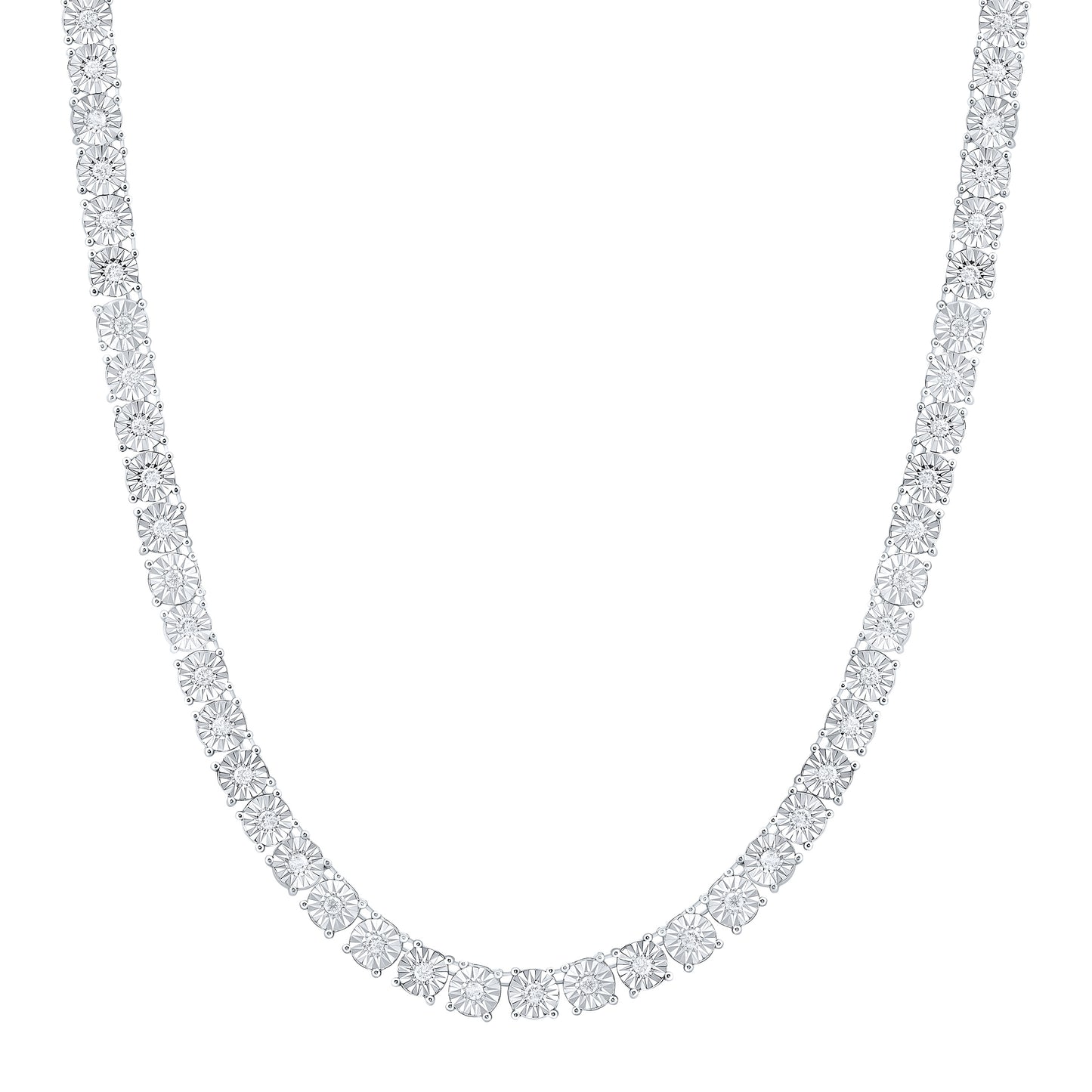 10K Yellow Or White Gold  Natural Diamond Fashion 6.0Mm Fanuk Tennis Necklace