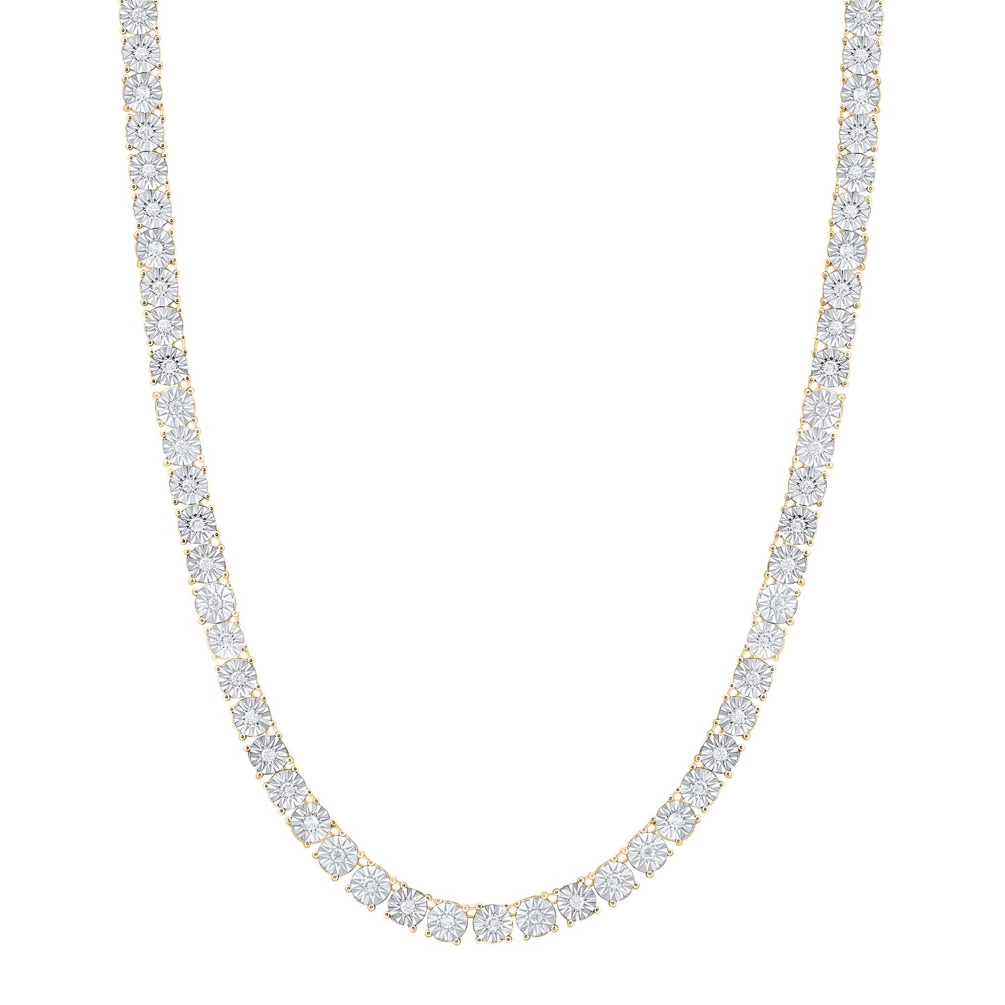 10K Yellow Or White Gold  Natural Diamond Fashion 6.0Mm Fanuk Tennis Necklace