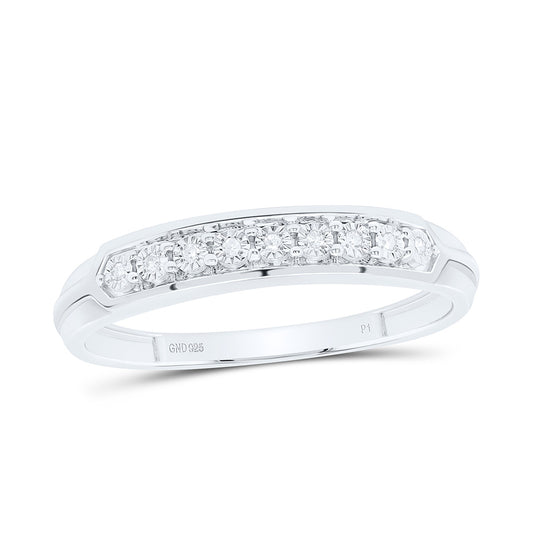 Sterling Silver 1/20Cttw Natural Diamond Gift Fanuk Mens Band