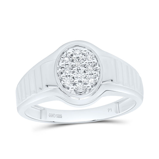 Sterling Silver 1/20Cttw Natural Diamond Gift Round Fanuk Mens Ring