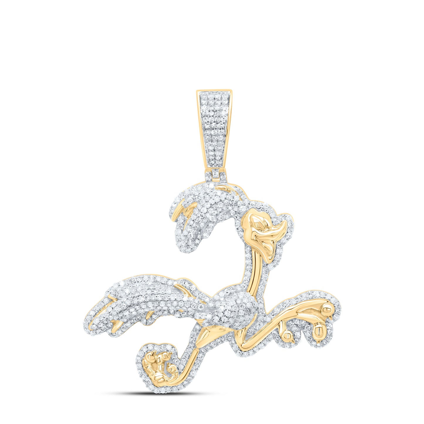10K Yellow Gold 1 1/3Cttw Natural Diamond Fashion Mens Charm