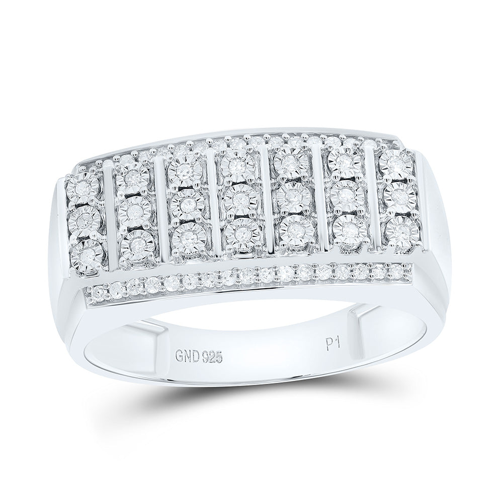 Sterling silver 1/5 Cttw Natural Diamond Fanuk Mens Bridal Anniversary Wedding Engagement Band Ring
