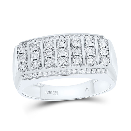 Sterling silver 1/5 Cttw Natural Diamond Fanuk Mens Bridal Anniversary Wedding Engagement Band Ring