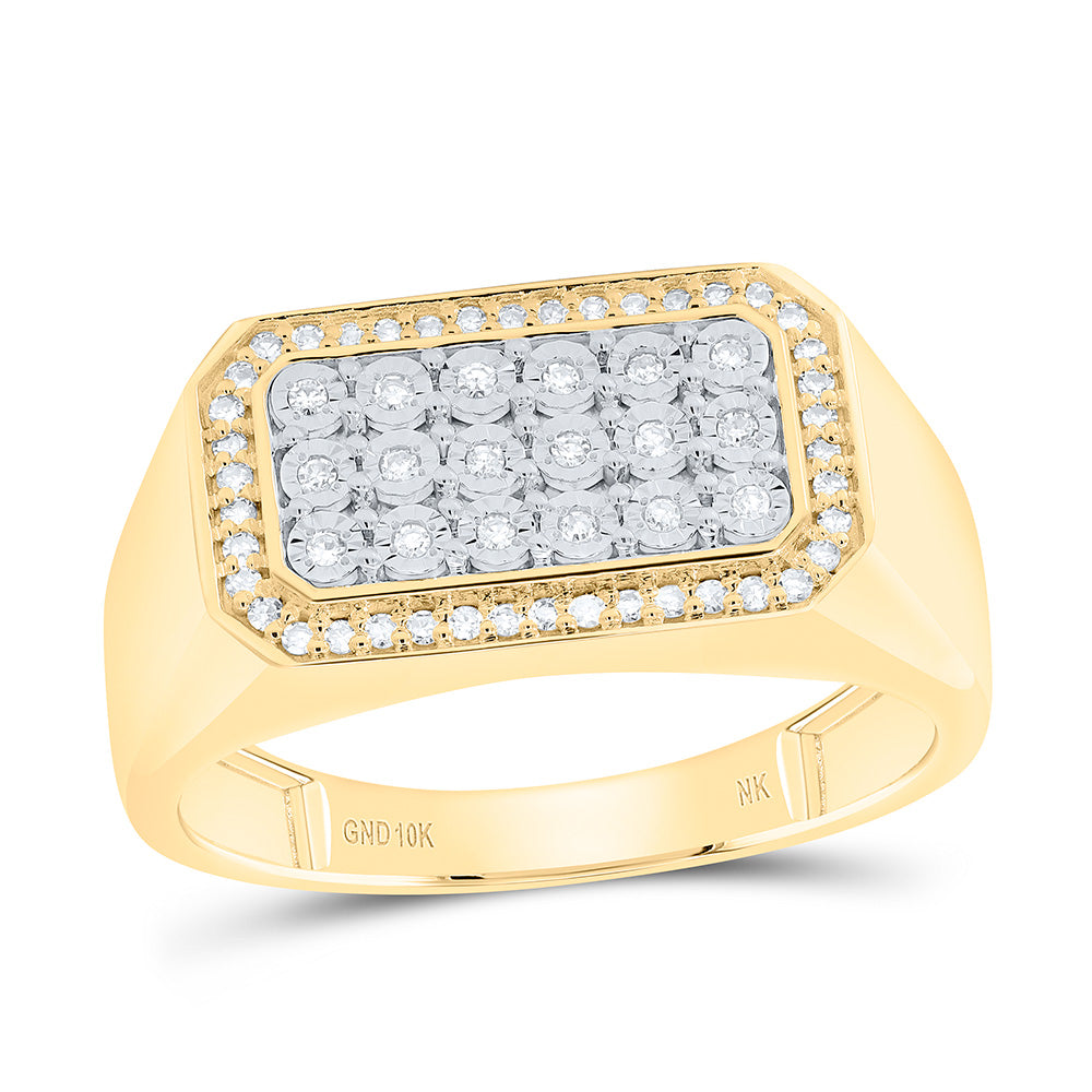 10K Yellow Or White Gold 1/5Cttw Natural Diamond Fanuk Mens Ring