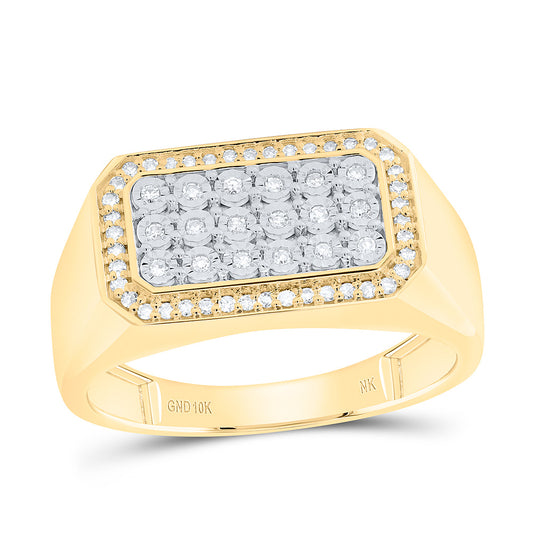 10K Yellow Or White Gold 1/5Cttw Natural Diamond Fanuk Mens Ring