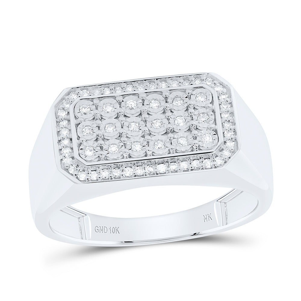 10K Yellow Or White Gold 1/5Cttw Natural Diamond Fanuk Mens Ring